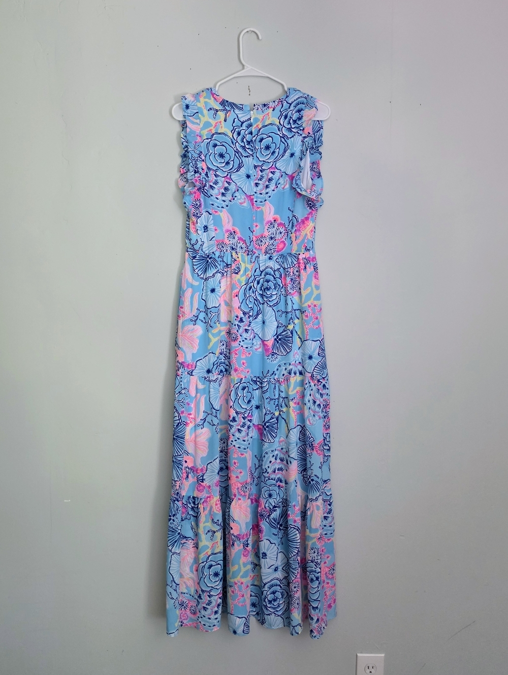 Lilly Pulitzer Blue Floral Ruffle Sleeve Maxi Dress - Picture 4 of 7